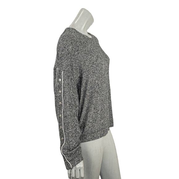 The Kooples Sweet Fleece sleeve snap buttons Sweatshirt gray size 3 - Picture 5 of 8